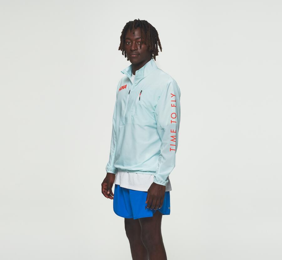 Hoka One One Jackets Mens - Blue - Wind-Resistant - 5479-BJNYK